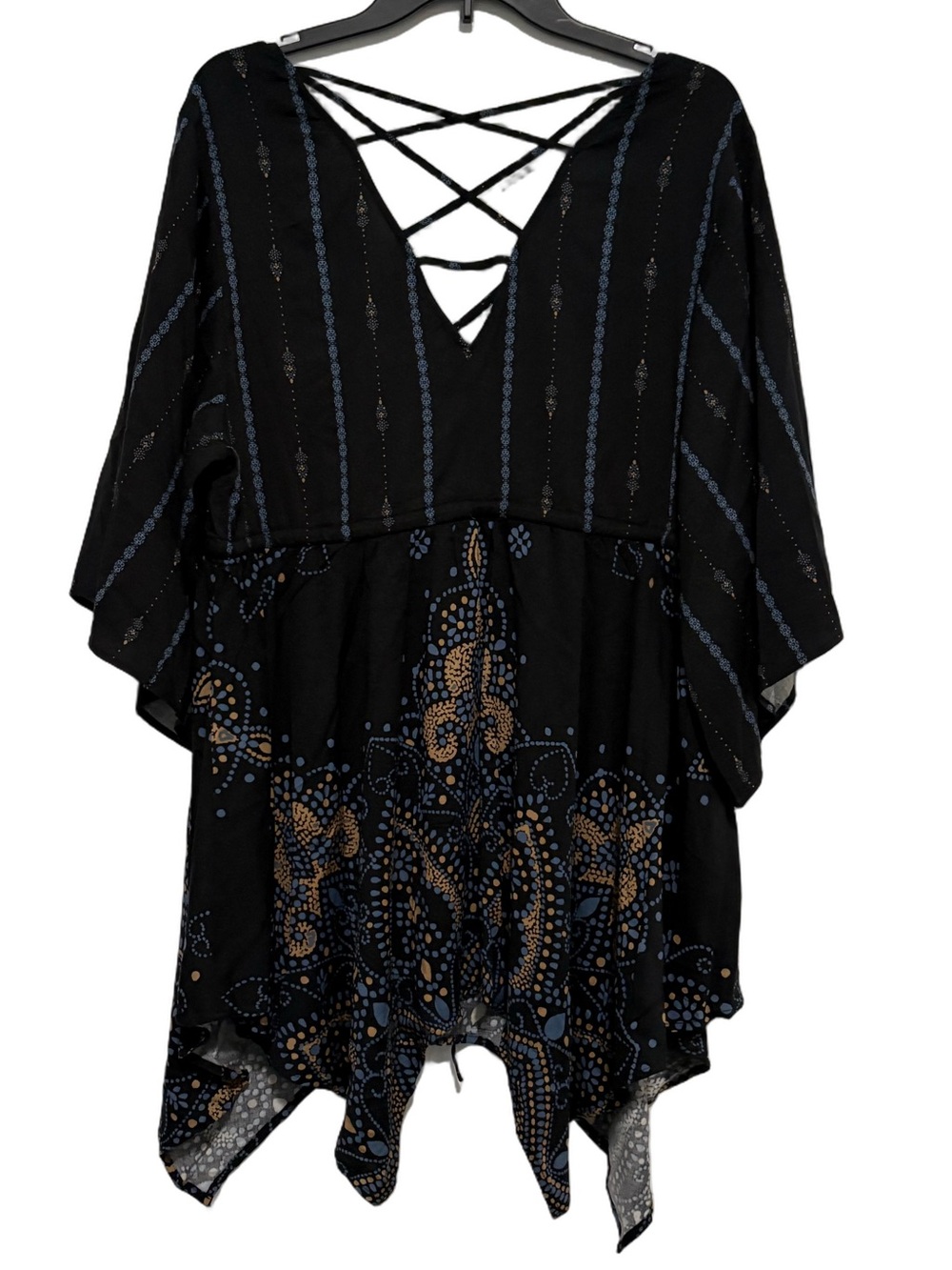 Torrid Black Tunic with Blue & Tan - Picture 2 of 7